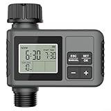 SMZhomeone Smart Garden Bewässerungs-Timer, LCD-Display, automatisches Bewässerungssystem, mit Regen-Verzögerung, manueller Modus für Rasen, Hof, Outdoor (B)