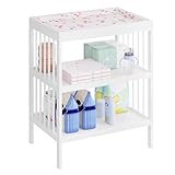 WOLTU Wickeltisch Baby, Wickelkommode mit 2 Ablagen, Wickelregal Wickelstation, Aufbewahrungsregal, für Kinderzimmer Wohnzimmer, 75x92x51 cm, Weiß