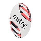 Mitre Rugbyball | extra starkes Futter | volles Gewicht | sehr beliebt, Weiß/Schwarz/Orange, 5