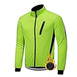 XM Herren Winter Fahrradjacke Thermo-Vlies Softshell Winterjacke Wasserdicht Atmungsaktiv Reflektierendfür Radfahren Sport Laufen Wandern(Grün, XL) (UKH2021083002-7-XL)