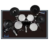 Aucuda Schlagzeugteppich, 120x140cm drum teppich, Rutschfester Schalldichter Teppich für Bass Drum, Schwarzer Schlagzeugteppich für Mini Drum Kits, für Bassdrum Snare und Andere Musikinstrumentenmatte