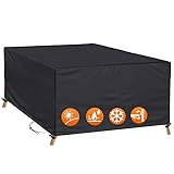 AEXOIO Abdeckung für Gartenmöbel Wasserdicht Winterfest 230x160x70cm/Länge x B x H Schwarz Anti-UV 420D Oxford Gewebe Gartenmöbel-Schutzhülle,Anpassbare Größe für Rechteckige/Quadratische Möbel