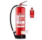 FireLoq 6L Schaum Feuerlöscher für Brandklasse AB mit 27A | 233B ergibt 9LE Dauerdruck inkl. Prüfnachweis,Wandhalter und Manometer