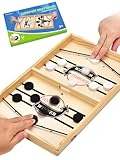 Hockey Brettspiel, Holz Sling Puck Spiel, Zwei-Spieler-Brettspiel,Tischhockey, Schnell Bouncing Brettspiel, Portable Schachbrettset Partyspiele Tisch-Desktop-Spiel