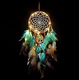 Traumfänger Kinder, Vegena Traumfänger Basteln mit LED Licht Federn Boho Handgemachte Dream Catchers für Kinderzimmer Mädchen Junge Wanddeko Wohnkultur Wandbehang Ornamente Handwerk Dekoration