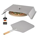 bremermann Pizza-Aufsatz für Grills, mit Thermometer, Schaufel und Pizzastein, ca. 56 x 9 x 38 cm