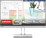 Lenovo L24e-40 Monitor 23,8 Zoll FHD (VA, 100 Hz, 4 ms, VGA, HDMI-Kabel, AMD FreeSync) neigbarer Sockel – Wolkengrau