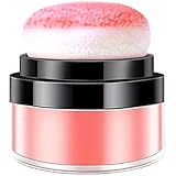 Hohopeti Körperschimmerpuder Rouge Kissen Loses Puderrouge für Damen Natürliches Make Up mit Feinem Atmungsaktivem Mineralpuder für Gleichmäßigen Rosigen Teint