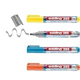 edding 385 Flipchart Effektmarker - 4er-Set - mehrfarbig - flexible Pinselspitze 1-5 mm - Marker zum Hervorheben, Schattieren und Markieren auf Flipchartpapier - blutet nicht aus - trocknet nicht aus