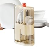 Utensilien-Caddy – Besteck-Organizer | Besteck- und Gewürz-Organizer, multifunktionaler Besteckkorb zum Abtropfen von Besteck, multifunktionaler Aufbewahrungskorb mit separatem Fach für die Küche