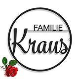 FranJohnsonHouse Personalisierter Türkranz, Geschenk für Familie, Familienname, Monogramm, Hochzeitsgeschenk, Wanddekoration, Familienschild, Individueller Schriftzug, Namensschild, Metall (design 1)