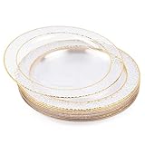 MATANA 20 Premium Plastikteller mit Goldrand, Hartplastik...