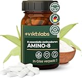 VIKTILABS - AMINO 8 | Aminosäuren Komplex hochdosiert - 998mg pro Pressling | EAA Vegan | Alle 8 essentielle Aminosäuren (L-Tryptophan, l-Lysin ...) |100% natürliche Inhaltsstoffe | 3x 150 Tabletten