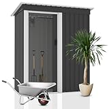 2mGoods S Geräteschuppen, Gartenhaus aus Metall, ca. T86 B162 H186 cm, 1,48 m³ Stauraum, extra Kantenschutz, stabile Schiebetüre, Gartenhütte, Gerätehaus,Gartenlagerung