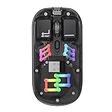 Cuifati Drahtlose Transparente Bluetooth-Maus, BT5.0 2,4 G Dual-Mode-USB-optische RGB-Wireless-Gaming-Maus, Wiederaufladbare Mute-Maus mit Klarem Kristallgehäuse für PC, Laptop, Tablet