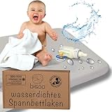 Bisoo Spannbettlaken Beistellbett 50x90 - wasserdichte Bettlaken Matratzenschoner Baby 100% Baumwolljersey Öko-Tex - Kompatibel Kindercraft Fabimax - 1 Stück Grau 90x50
