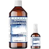 1000ml Magnesiumöl + 100ml Spray Premium Set | 100% Zechstein | Für Haut Massage Sport & Muskel Entspannung | Sprühflasche Magnesium-Öl