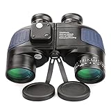 DJXIK 10X50 Fernglas mit Kompass BAK4 Prisma mit Nachtsicht Entfernungsmesser Kompassgurt und Tasche 100% IPX7 Wasserdicht für Jagd Vogelbeobachtung Bootfahren