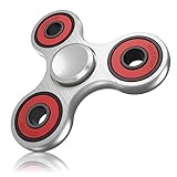 Vunake Fidget Spinner Metall Fidget Toys Hand Spinner Edelstahl Lager 2-5 Min Hochgeschwindigkeit Finger Spinner ADHD Anti Stress Angst Spielzeug Tri-Spinner Fidget Toy für Erwachsene Kinder-Silbrig