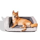 FUNNY FUZZY Großes Hundebett Couch Sofa: XL Orthopädische Hundebetten Große Größe Hund Welpe mit bequemem, atmungsaktivem 3D-Eierschaum, abnehmbarer, maschinenwaschbarer Bezug, rutschfeste Unterseite