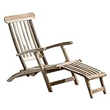 Ambientehome Teakholz Deckchair Liege Gartenliege Sonnenliege massiv