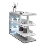 Stella Trading NEGRONI Moderner Bartisch mit LED-Beleuchtung in Beton-Optik - Stilvolle Theke für Küche, Wohn- & Esszimmer - 120 x 101 x 55 cm (B/H/T)