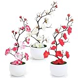 YAOYIN® 3er Set Kunstblumen Wie Echt, Kunstblumen im Topf (27cm), Kunstblumen Künstliche Pflanzen Blumen Deko, Künstliche Blumen im Topf, Für Deko Modern Wohnzimmer Balkon Schlafzimmer Tischdeko