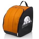 Rawstyle Skischuhtasche Skistiefeltasche Rucksack Helm für Hart-Soft-Boots Inliner Bootbag Tasche Modell 2 (schwarz-orange)