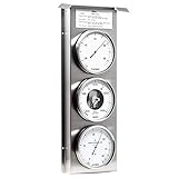 Fischer 803-01 - Außenwetterwarte - Edelstahl-Wetterstation mit Thermometer, Barometer, Haar-Hygrometer Made in Germany