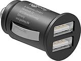 Goobay 44177 Dual USB Port Auto Ladegerät USB Zigarettenanzünder Adapter 12V / 24V Kfz Mini USB Adapter Auto Ladestecker USB A Car Charger 12W