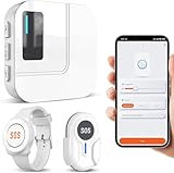 DAYTECH Notrufknopf für Senioren auf Handy, WiFi Tuya Smart Senioren Notfallknopf Alert System, Hausnotruf für ältere Patienten Behinderte,Kinder SOS Notruf(1Empfänger+1Notruf Armband+1Tasten)