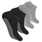 fleuse Yoga Pilates Socken für Damen und Herren, rutschfeste Socken für Damen und Herren, rutschfeste Pilatessocken für Damen, geeignet für Kampfkunst und Ballett Fitness, Schwarz und Grau,