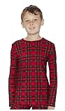 Rocky Jungen Thermo Base Layer Top (Long John Underwear Shirt) Isoliert für Outdoor Ski Wärme / Extrem Cold Pyjamas, Rot kariert, M