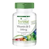 Fairvital | Vitamin B5 500mg - Pantothensäure Kapseln - HOCHDOSIERT - VEGAN - 60 Kapseln