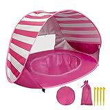 YORFULL Strandmuschel Baby Pop Up, Baby Zelt Strand UV-Schutz 50+, Strandzelt Baby mit Mini Pool, Tragbares Strandmuschel für Kinder Strand, Camping, Garten mit Tragetasche