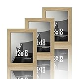 VUVUZULA Bilderrahmen 13x18cm Holz Fotorahmen 5x7 Zoll Holzrahmen MDF Rahmen 13x18cm in Natur 3er Set