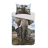 Sognamo Mumba Baumwollbettwäsche 135x200 80x80cm Farbe Multi Elefant Elephant Reißverschluss Wendebettwäsche Organic I Fair Trade I Bio