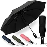 Regenschirm sturmfest I Taschenschirm leicht 390 Gramm I Regenschirm klein Ø 98cm für Reise und Alltag I Taschenschirm automatik auf und zu I Für Damen und Herren I Drytogo