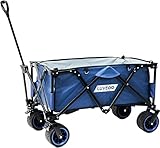 Luvego Faltbarer Bollerwagen - Geräumiger bollerwagen, Geländegängigen Rädern, 100KG Tragfähigkeit, Verstellbarer Griff, Kompakte Aufbewahrung, 80x39x33CM