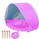 Moageme Baby Strandmuschel Pop-Up Baby Strandzelt, UV-Schutz UPF 50+ Automatisches Baby Sonnenschutz Zelt mit Pool, Tragbares leichtes Sun Shade Shelter für Strand, Camping, Wandern, Picknicks