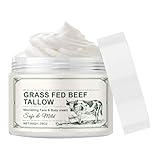 Beef Tallow Beef Tallow For Skin Tallow Moisturizer Unscented Beef Tallow Blam Fed Whipped Tallow Moisturizer Lotion Skin Parfum Clean Skin (Beige, One Size)