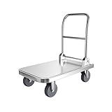 Klappbare Sackkarren Edelstahl-Plattform-Handwagen, industriell Faltbarer Schiebewagen mit 4-Zoll-Bremsrad