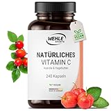 Natürliches Vitamin C Hochdosiert - 240 Vegane Kapseln 4 Monatsvorrat Acerola-Extrakt Und Hagebutten-Extrakt 400mg Reines Vitamin C Pro Tagesdosis (2 Kapseln) Laborgeprüft