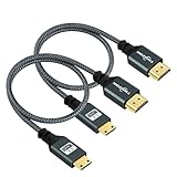 Twozoh Mini HDMI auf HDMI Kabel 2M 2 Stück, Nylon Geflochten HDMI auf Mini HDMI Unterstützt 3D/4K@60Hz, 18Gbit/s/2160P/1080P für Nikon/Canon DSLR, Camcorder, Laptop, Tablet und Grafik/Videokarte