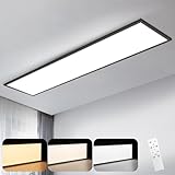 CBJKTX LED Panel 120x30 Deckenleuchte - Deckenpanel Dimmbar Lang Flach Büro Deckenlampe mit Fernbedienung Bürolampe Decke 40W Schwarz Küchenlampe Tageslichtlampe für Werkstatt Flur Küche Wohnzimmer