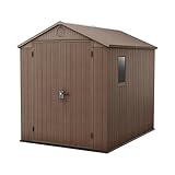 Keter Gerätehaus Darwin 6x8, Braun, Außenmaße 190x244x221cm, wartungsfrei, wetterfest, wasserdicht, mit Unterboden