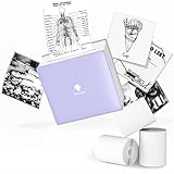 Phomemo M02 Mini Tragbarer Drucker-Thermo Bluetooth Taschendrucker Instant Telefon Fotodrucker, kompatibel mit iOS, Android, für Journal DIY Studie Weihnachtskindergeschenk, lila