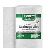 Xabian Drainagevlies 200g/m² 300g/m² 500g/m² Filtervlies 2m x 25m = 50m² - Trennvlies ideal für Drainage - hohe Haltbarkeit - ideal auch als Trennvlies, Poolvlies, Teichvlies