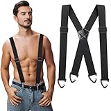 Kiiwah Hosenträger für Herren Breit 3,5 cm mit 4 Dreieckige Robusten Karabiner Verschluss, Einstellbar und Elastisch Einheitsgröße Hosenträger für Männer und Damen, X Style