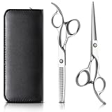 Haarschere, Friseurschere Set, 2 Ultrascharfe Schere aus Edelstahl, Männer Bartschere, Haustier Haarschere, Professionelle Friseur Zubehör, Perfekter Haarschnitt für Damen und Herren (440C)